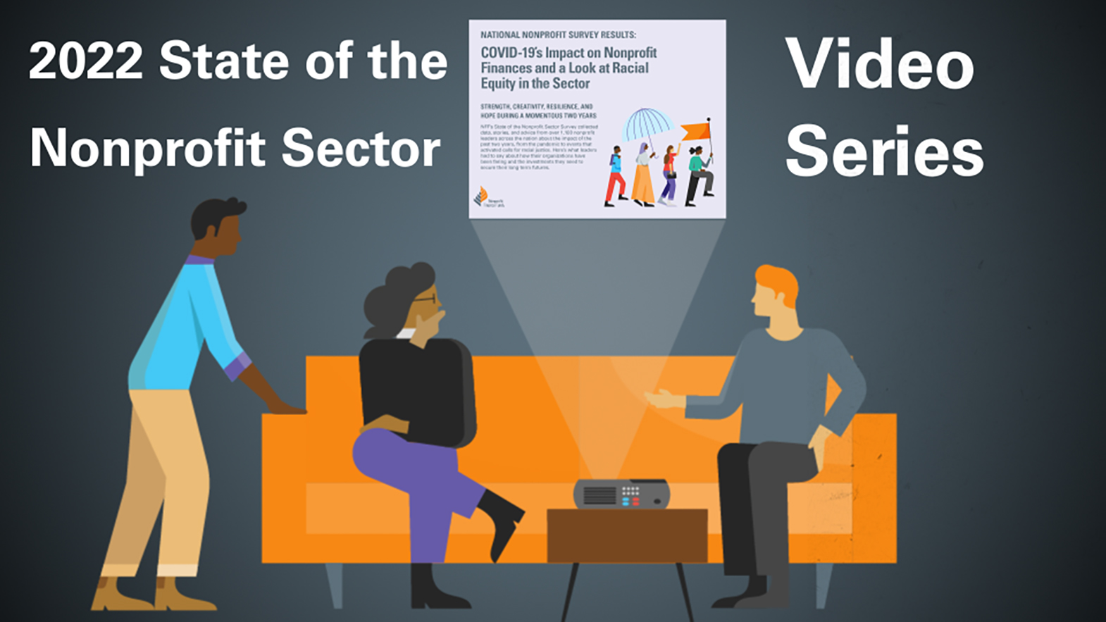 Thumbnail image featuring illustration of people sitting on a couch discussing a video series.