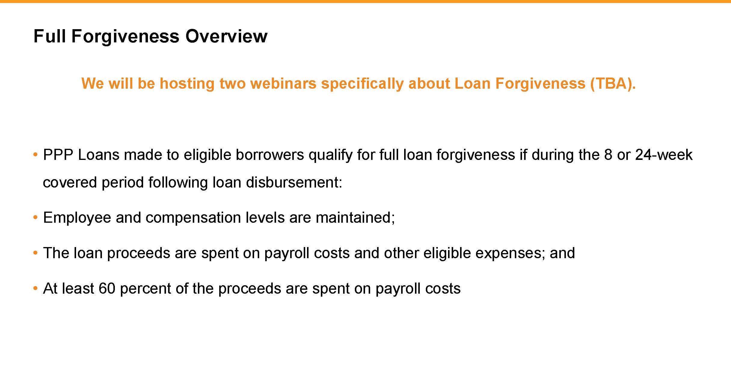 Upcoming webinars about loan forgiveness