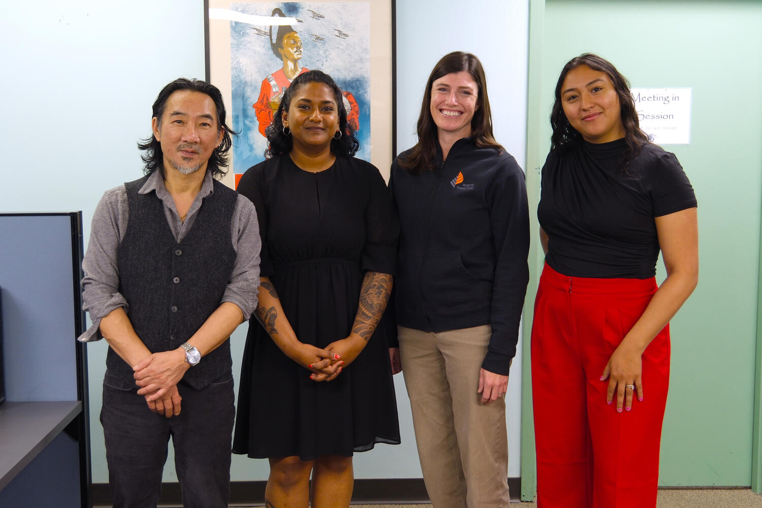 Thoai Nguyen, Agnes Joseph, Katya Noreika, and Kathy Ortiz at SEAMAAC’s office