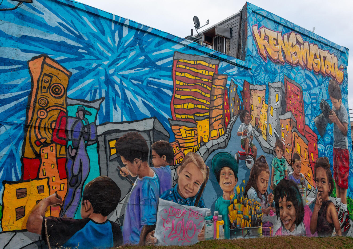 A mural by Philadelphia artist Zerbe overlooking Kensington Corridor Trust’s community garden.