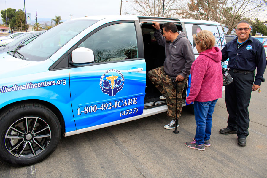 A UHC transport van providing rides for patients to and from care.