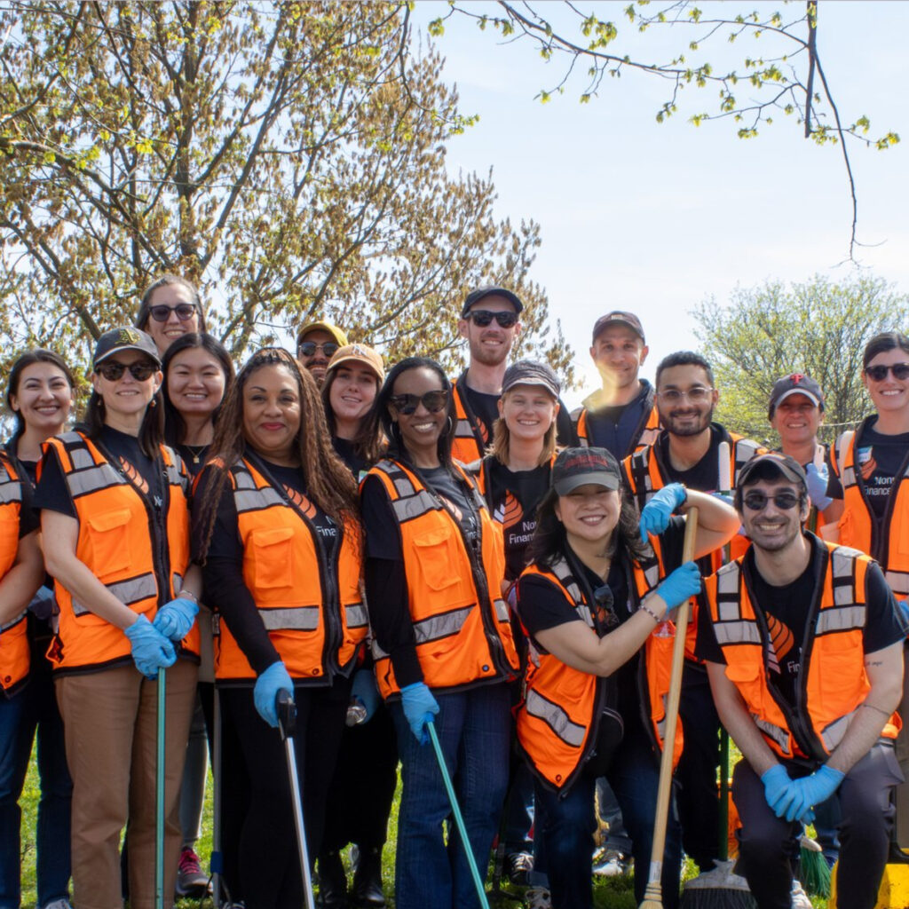 A group of volunteers smiling